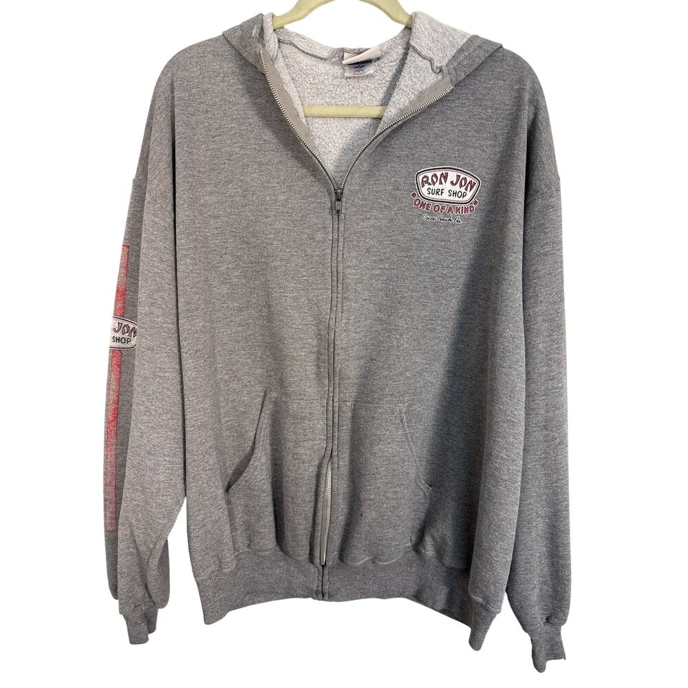 Ron Jon Surf Shop Hoodie Gray Zip Up Sweatshirt One of a Kind Cocoa Beach FL
